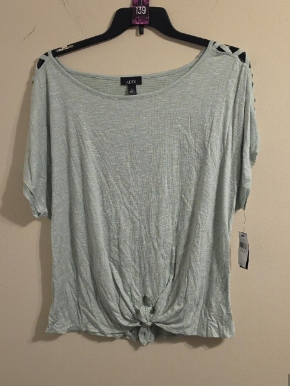 Alyx Sage Green Shoulder Detail Tie Front Blouse. NWT - Picture 7 of 7